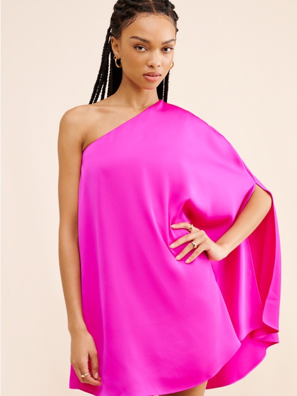 Adelyn Rae - Cameron One Shoulder Cape Mini Dress